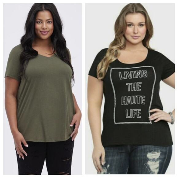 Bundle 2 Torrid T-Shirts Bundle of 2 Military Green Black Size 3X - Picture 1 of 16